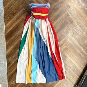 Colorful Strapless Maxi Dress